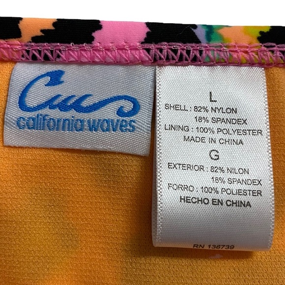 California Waves High Waist Swim Bikini Lace Up Sides Animal Juniors Large - Picture 5 of 14